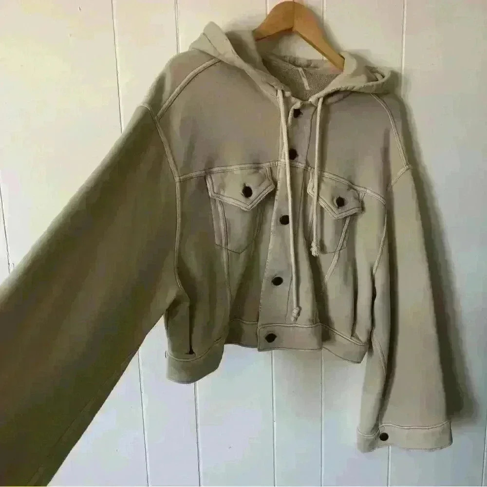 Free People CHAQUETA DREAMERS Cropped Hooded Jacket Size S/P - Picture 9 of 14